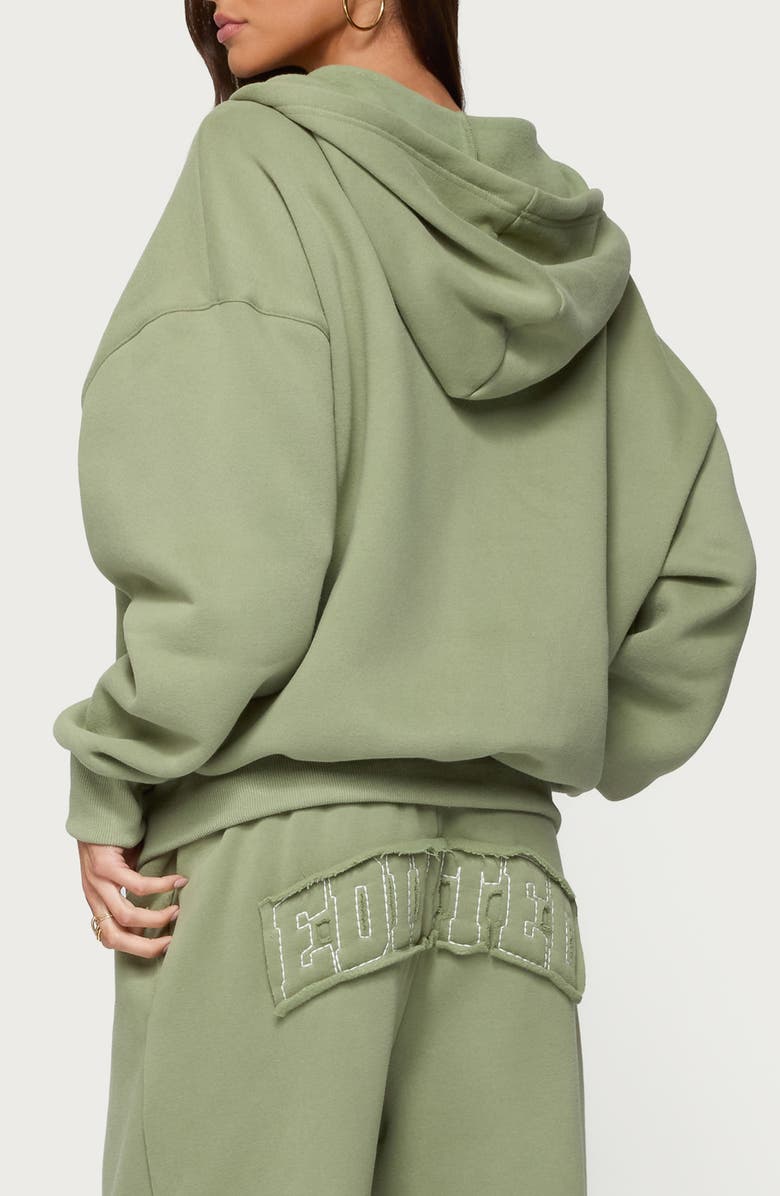 EDIKTED Forever Appliqué Zip Hoodie, Alternate, color, Olive