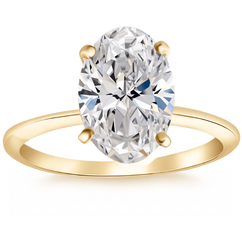 Certified 2Ct Oval Diamond Solitaire Thin Engagement Ring Gold Lab Grown