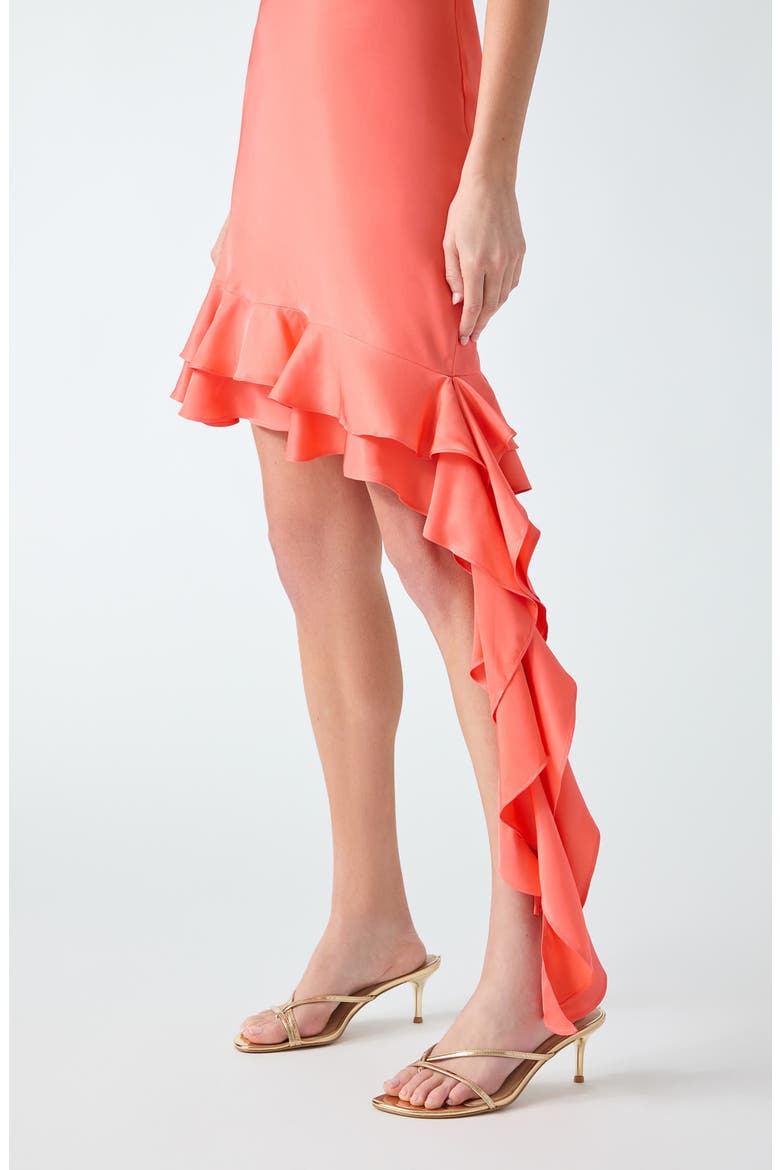Serria Ruffle Cowl Neck Slipdress, Alternate, color, CORAL