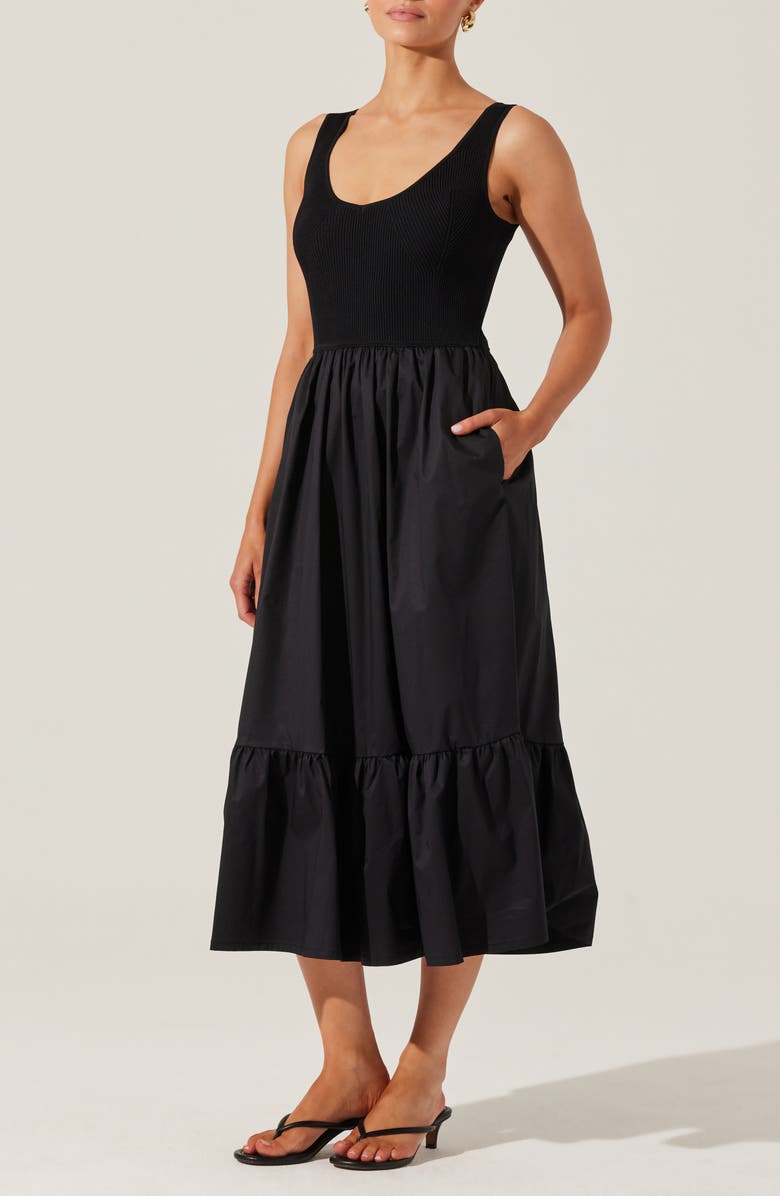 ASTR the Label Mixed Media Fit & Flare Dress, Alternate, color, 