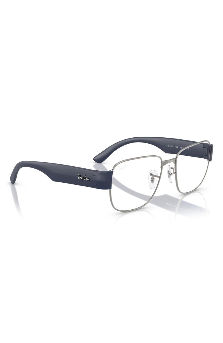 Ray-Ban 55mm Square Optical Glasses, Alternate, color, Gunmetal