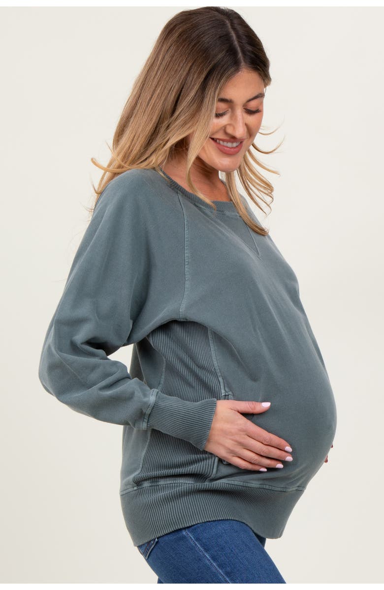 PinkBlush Vintage Wash French Terry Pullover, Alternate, color, Light Olive