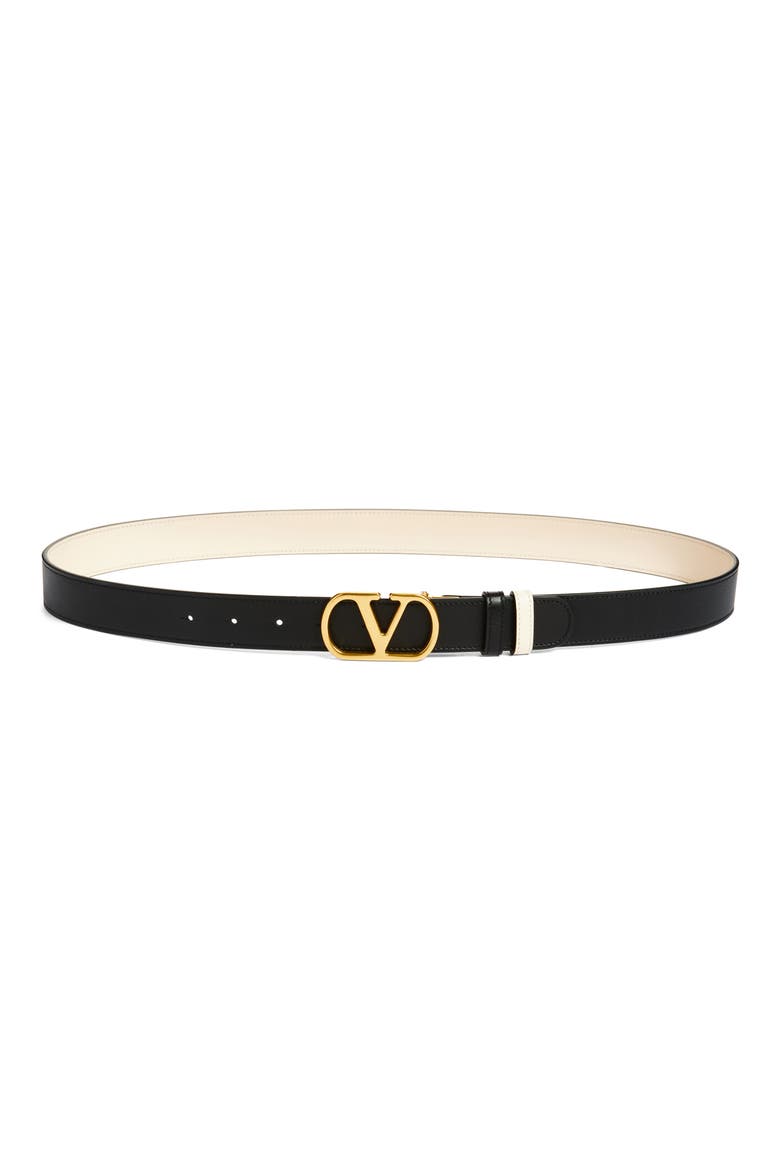 VLOGO Signature Reversible Leather Belt, Main, color, NERO/ BUTTER WHITE