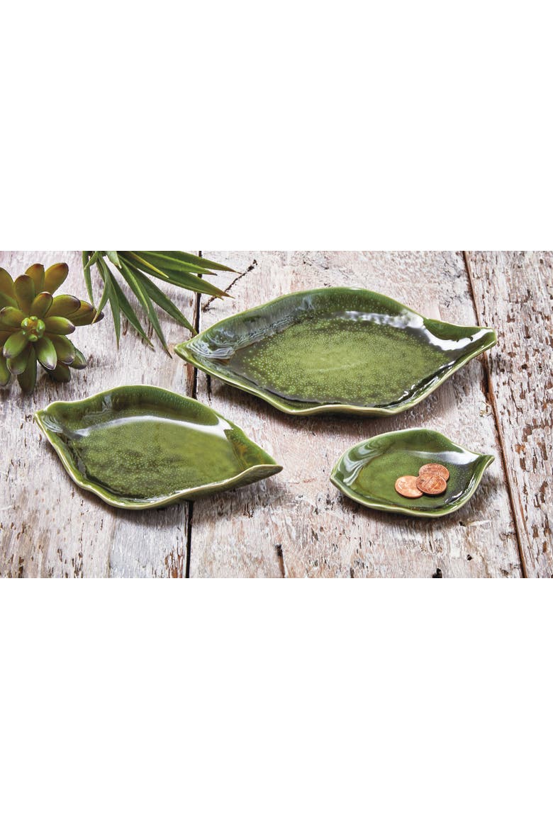 tag Leaf Dish Set of 3 Green Ceramic Serving Platters Bowls | Nordstrom