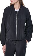DKNY Logo Trim Nylon Bomber Jacket
