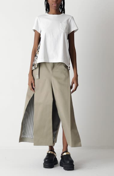 sacai 国内買付 Cotton Chino Skirt Sacai Belted Cotton Chinos Skirt | Nordstrom