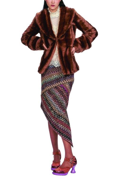 Anna Sui Faux Mink Swing Coat In Brown