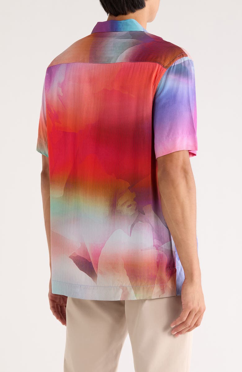 Bugatchi Jackson Pinstripe Camp Shirt, Alternate, color, Paradise