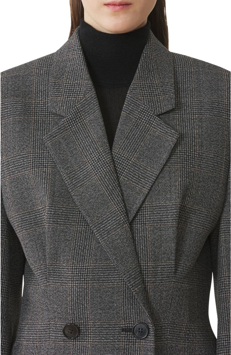 Lanvin Double-Breasted Tailored Jacket In Prince Of Wales Wool, Alternate, color, Dark Grey Melange