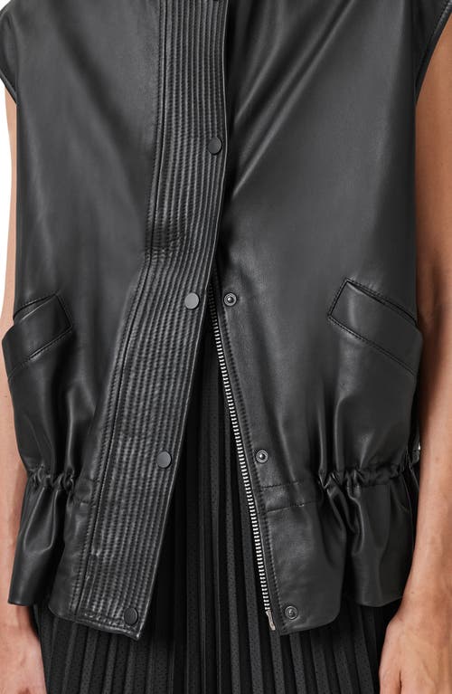 Shop Allsaints Sofi Leather Bomber Vest In Black
