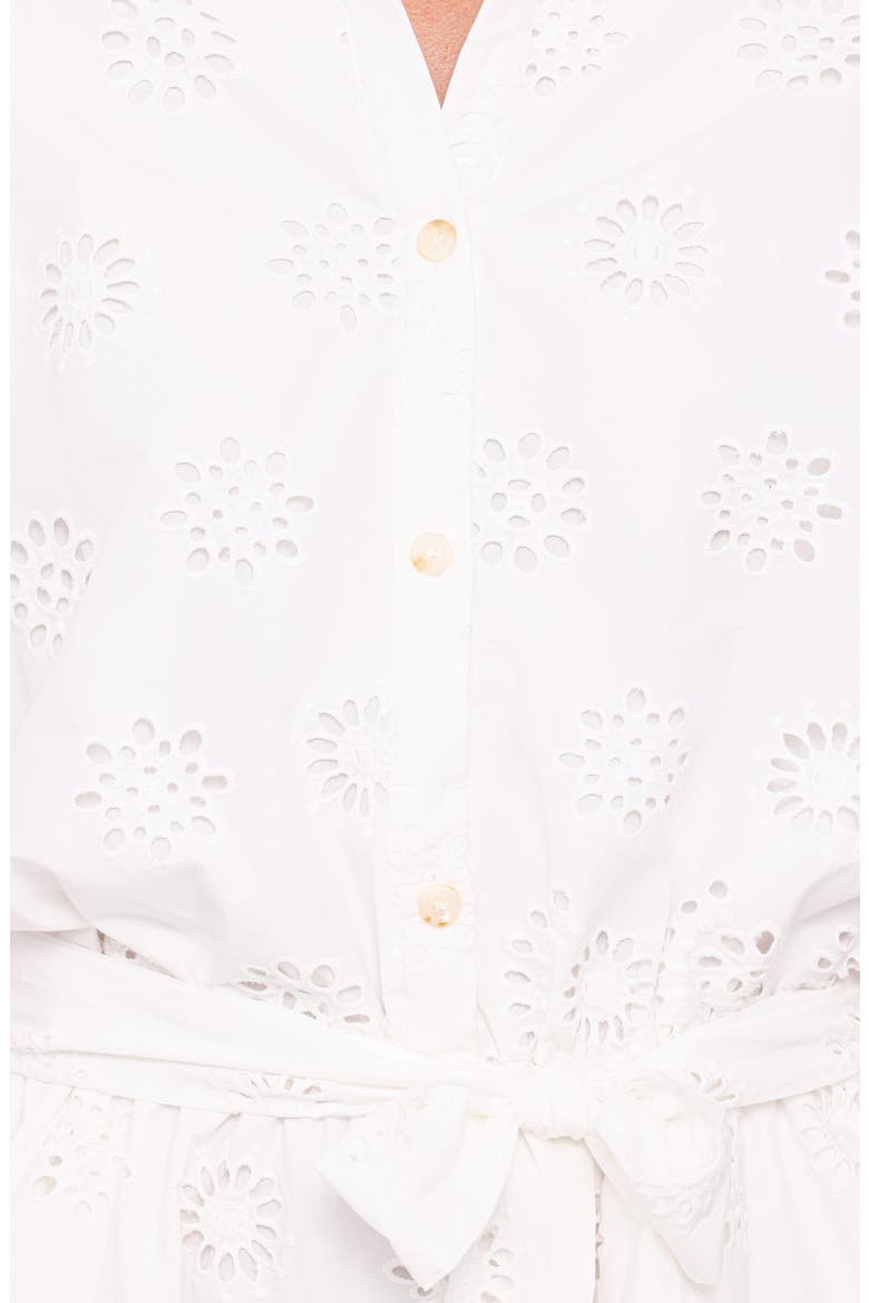 Jamie Tie Front Cotton Romper, Alternate, color, WHITE BRODERIE