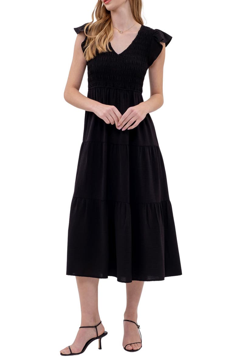 Blu Pepper Flutter Sleeve Midi Dress, Main, color, 