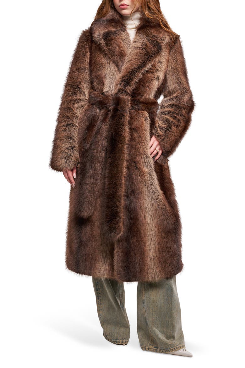 Cersei Faux Fur Jacket, Main, color, BROWN