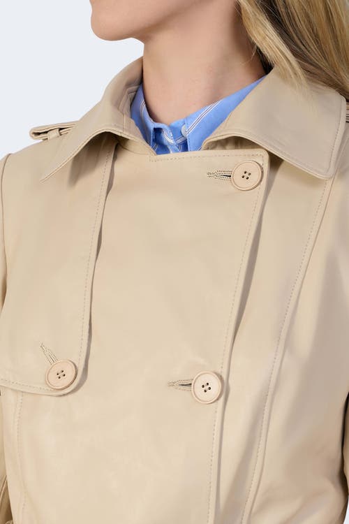 Furniq Uk Soho Leather Trench Coat In Neutral