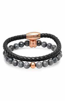 Men's Set of 2 Bead & Braided Bracelets