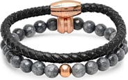 STEELTIME Men's Set of 2 Bead & Braided Bracelets