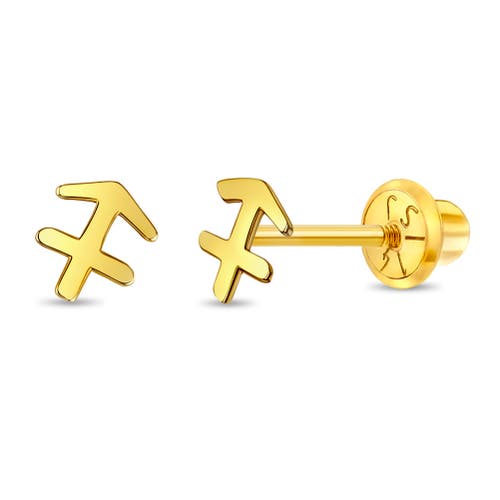 In Season Jewelry 14k Dainty Zodiac Sign Earrings in Gold Sagittarius at Nordstrom