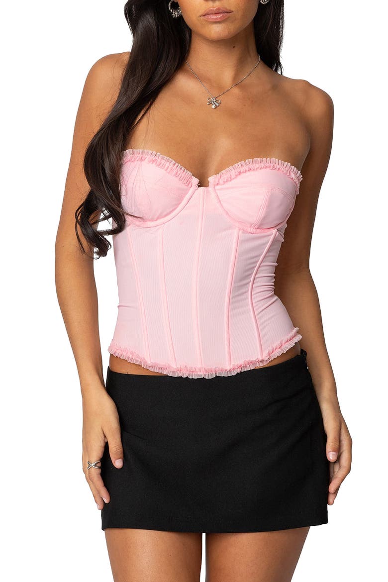 Deirdre Lace-Up Strapless Mesh Corset Top (Women) | Nordstrom