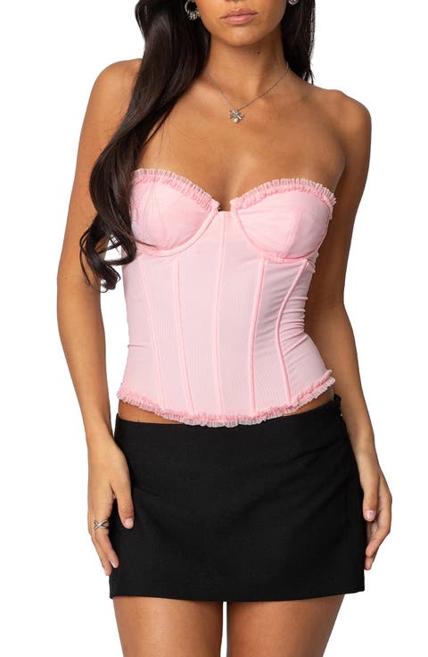 Deirdre Lace-Up Strapless Mesh Corset Top