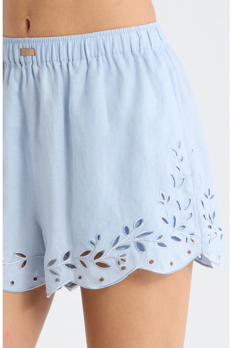 Embroidered Eyelet Linen Shorts, Alternate, color, WHISPER BLUE