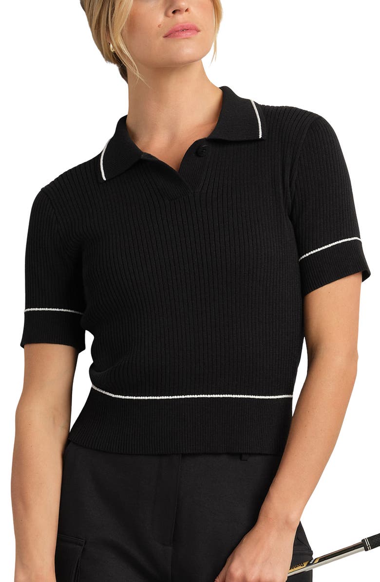 Rhone Birdie Rib Polo Sweater, Main, color, Black