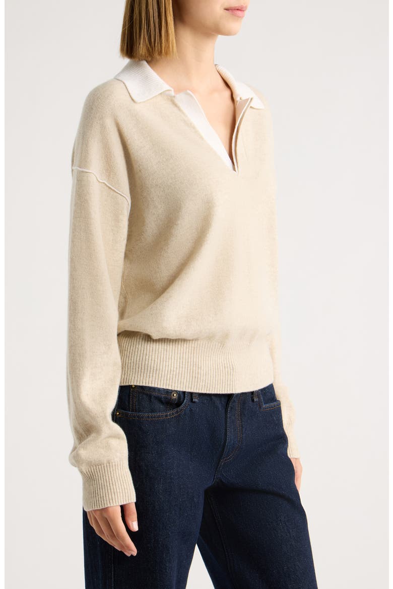 Nyla Cashmere Polo Sweater, Alternate, color, IVORY