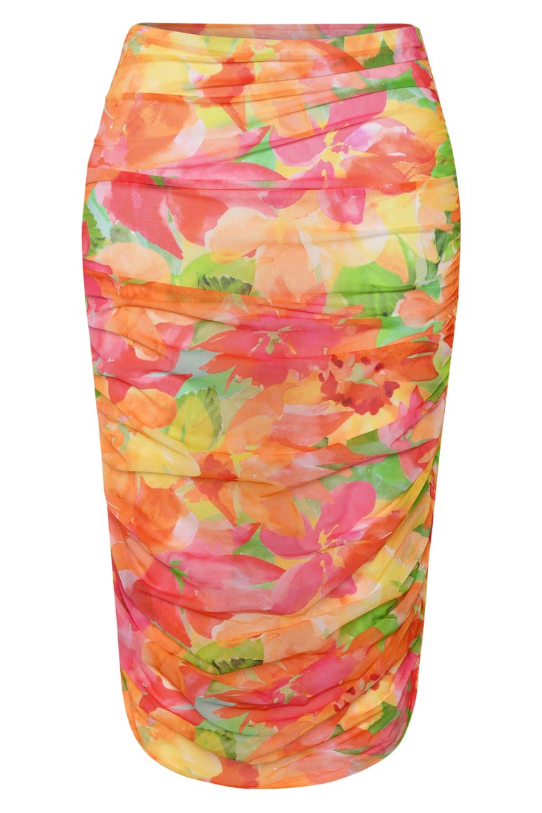 Utopia Ruched Convertible Cover-Up Skirt, Alternate, color, YELLOW MULTI