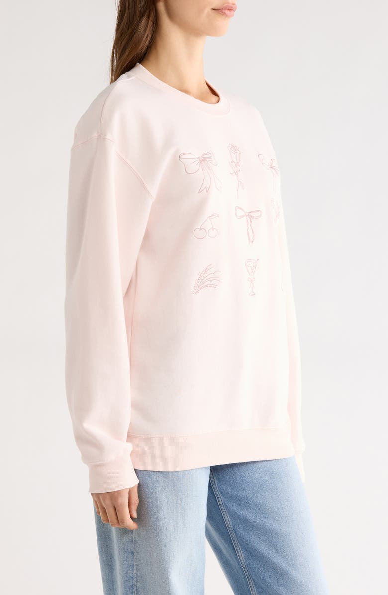 GOLDEN HOUR Embroidered Fleece Sweatshirt, Alternate, color, Mauve Morn