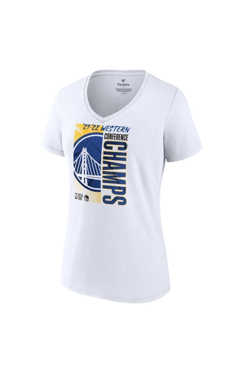 FANATICS Women's Fanatics Branded White Golden State Warriors 2022 Western Conference Champions Locker Room V-Neck T-Shirt, Alternate, color, 