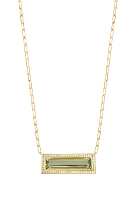 Prasiolite & Diamond Pavé Pendant Necklace