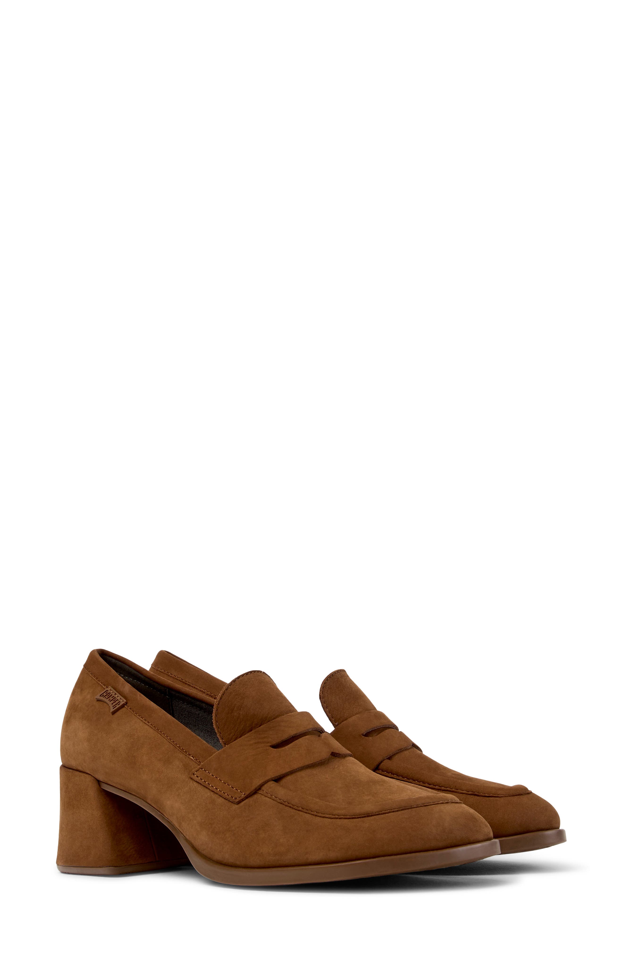 Kora Leather Penny Loafer Pump, Main, color, MEDIUM BROWN