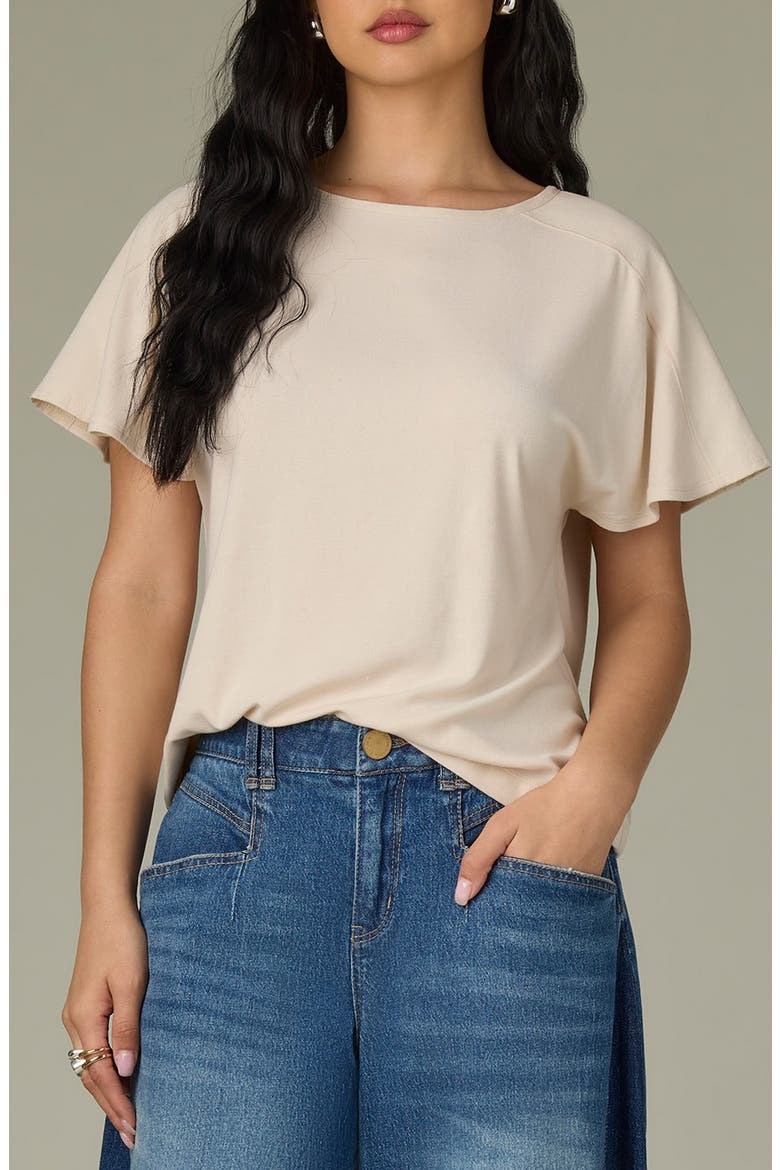 Mixed Media Knit Top, Main, color, PALE STONE