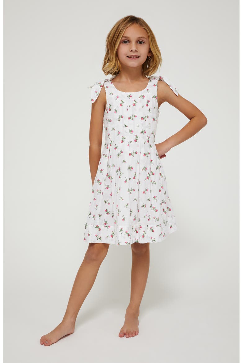 Kids' Little Maisie Pleated A-Line Dress, Main, color, PEONY BLOSSOM
