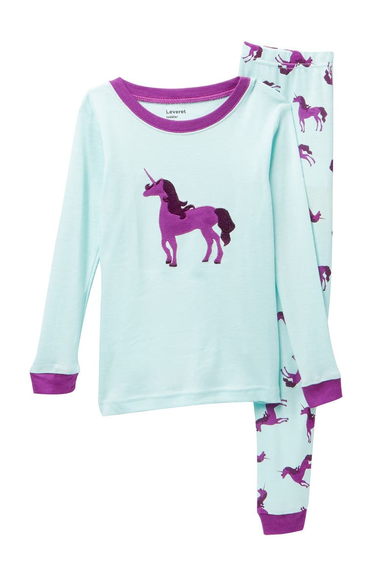 Girls 2-pc. Cotton Pajamas with Matching Doll Accessory - Unicorn & Fantasy Prints, Alternate, color, MULTI