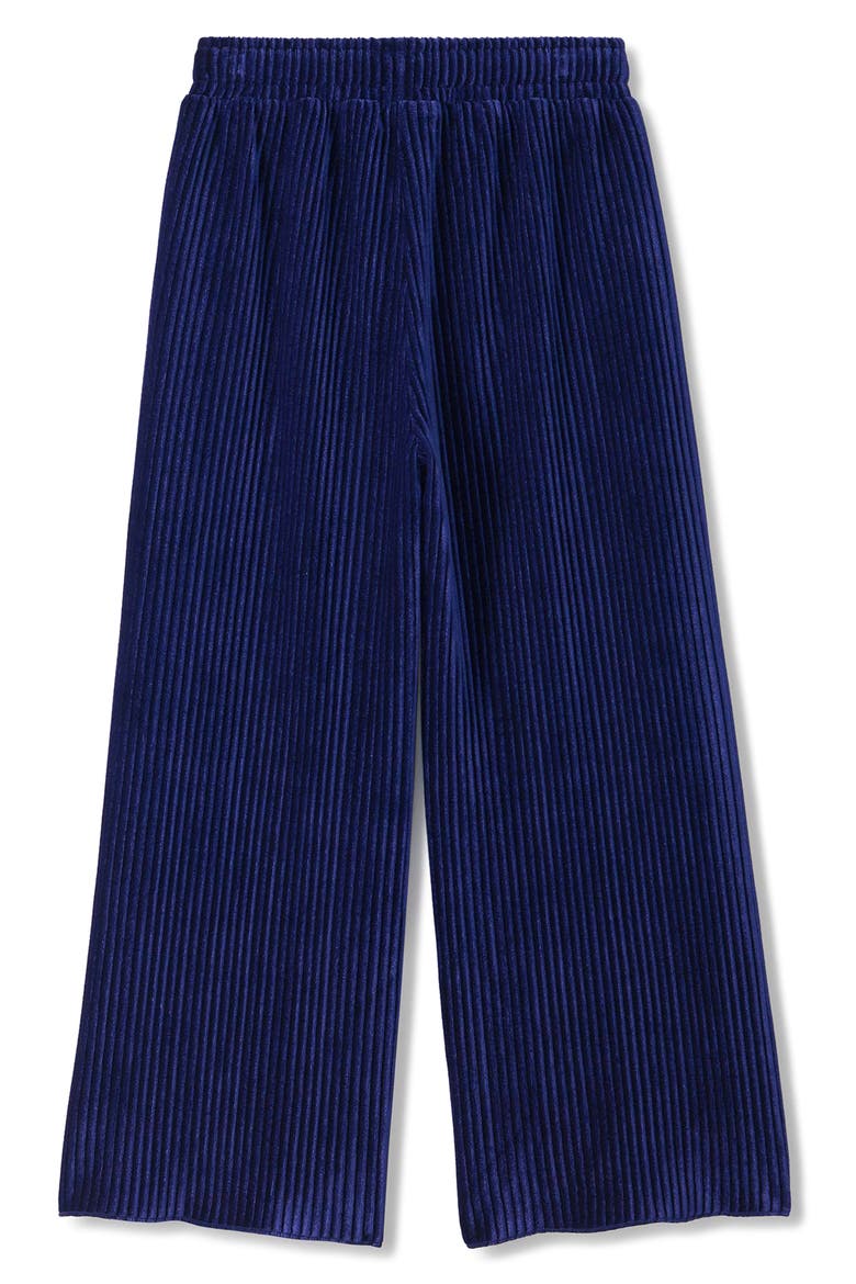 Kids' Pleated Velour Relaxed Pants, Alternate, color, PATRIOT BLUE