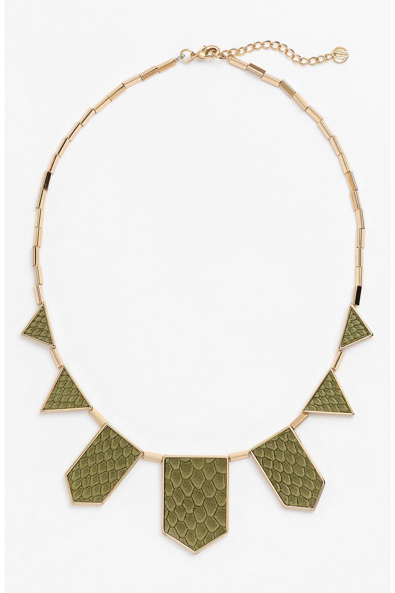 Leather Station Necklace, Main, color, OLIVE SNAKE/ GOLD