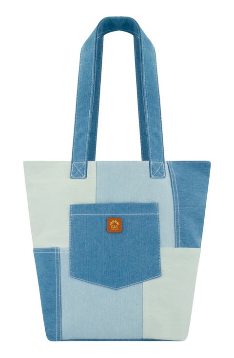 Denim Patchwork Tote Bag