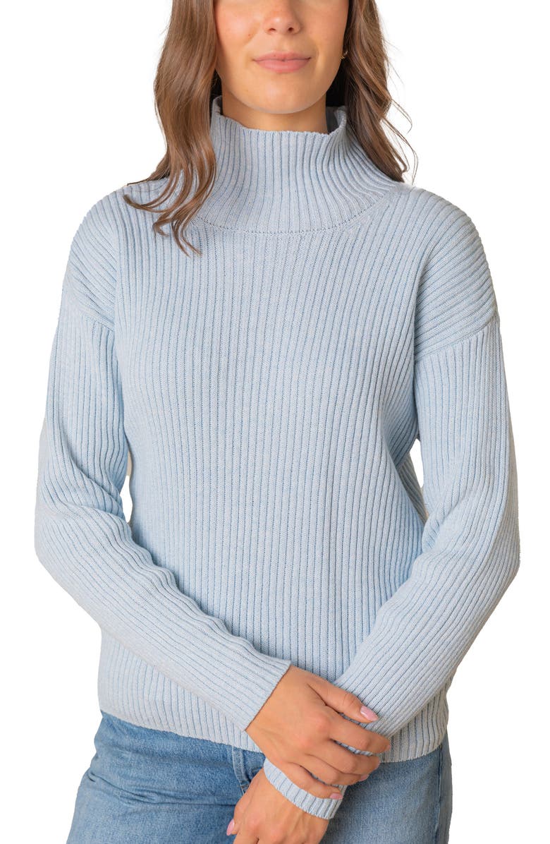 Hope & Henry Organic Funnel Neck Sweater, Alternate, color, Light Blue Heather