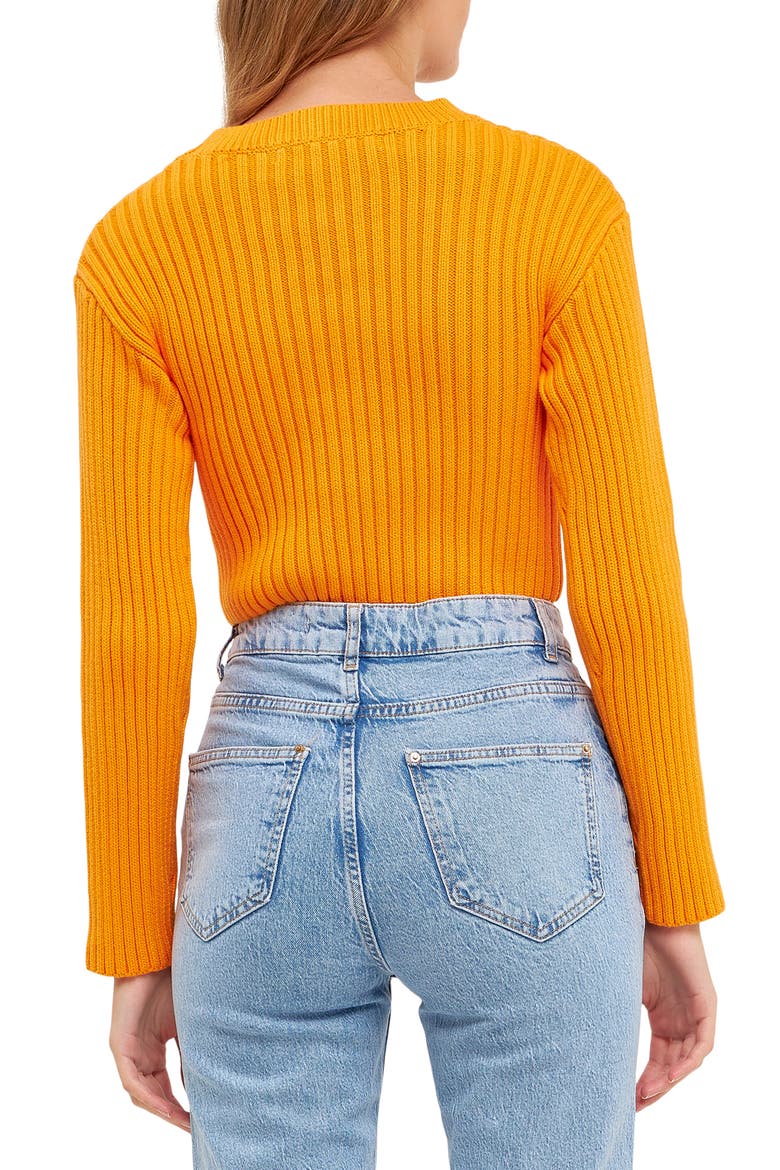 Crop Rib Sweater, Alternate, color, ORANGE