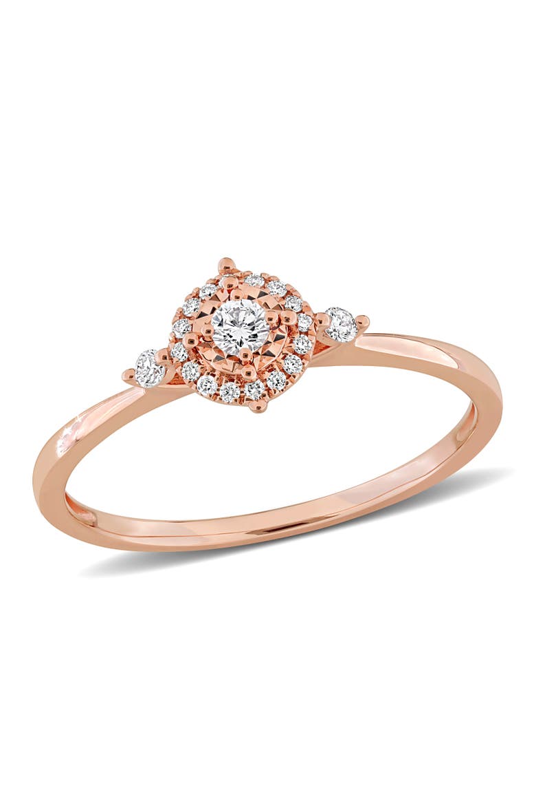 Lab-Grown Diamond Halo Promise Ring 14k, Main, color, Rose Gold