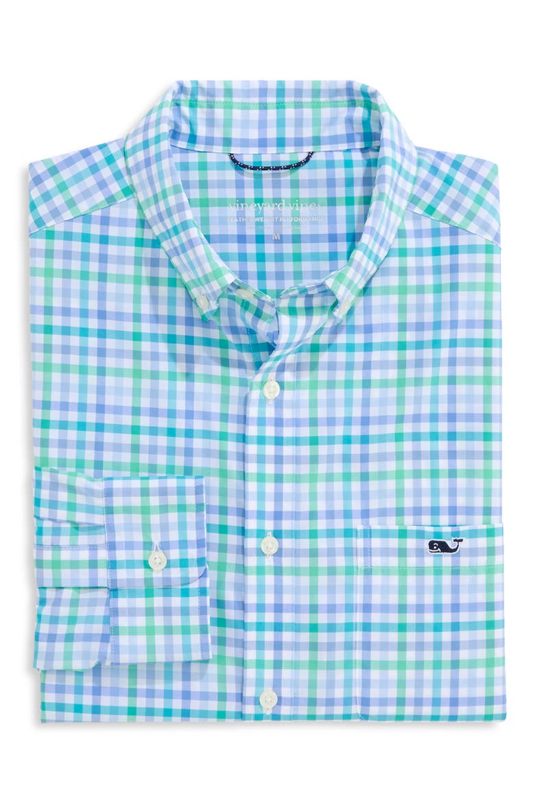 Mangrove UPF 30+ Button-Down Shirt, Alternate, color, TURQUOISE