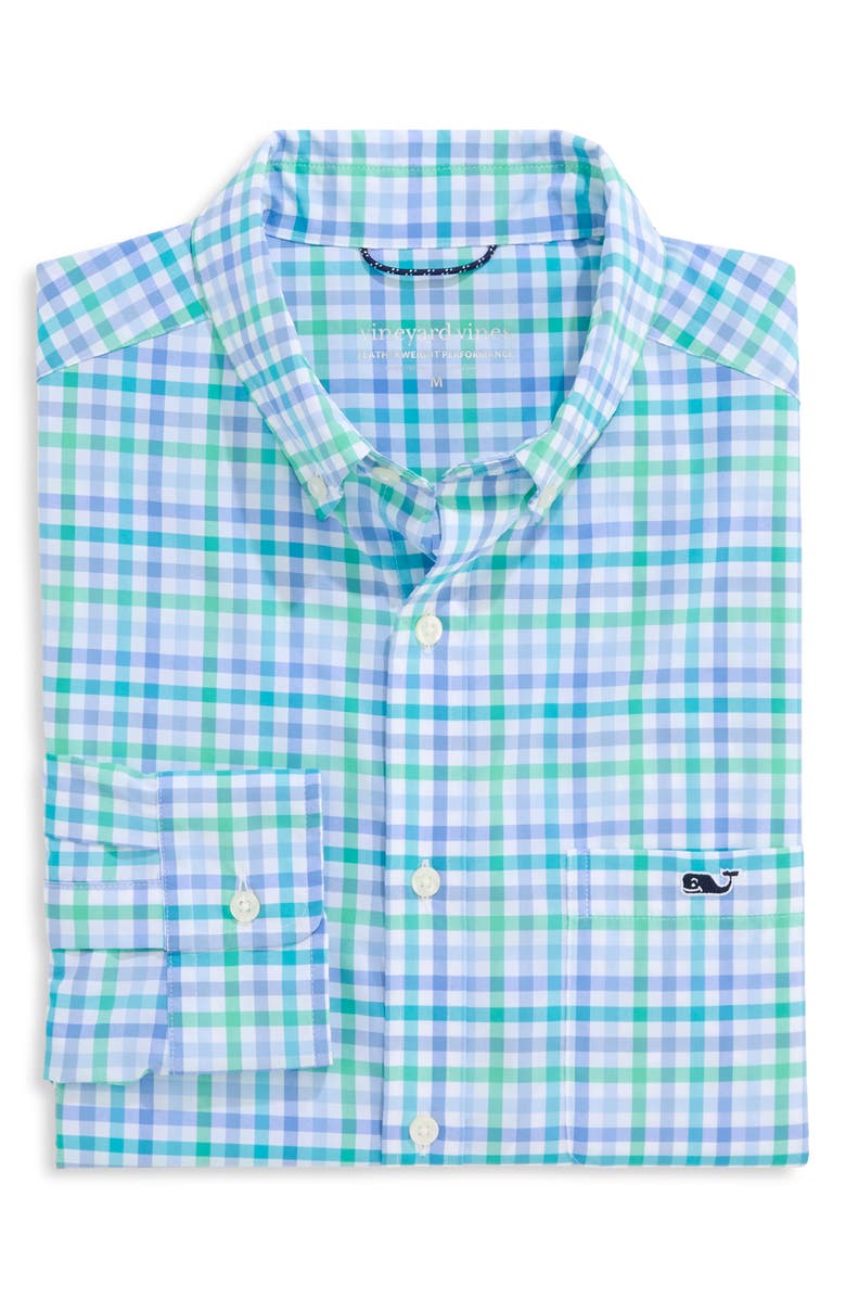 vineyard vines Mangrove UPF 30+ Button-Down Shirt, Alternate, color, Turquoise