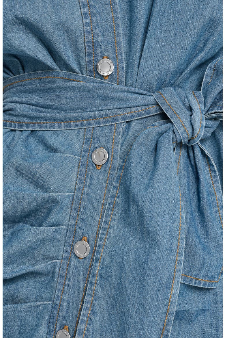 Ruched Belted Denim Shirtdress, Alternate, color, DOWNTOWN
