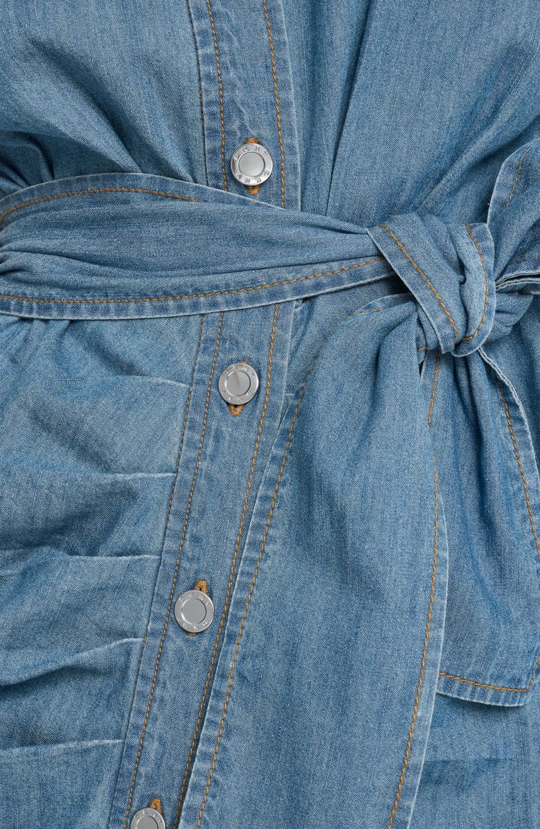 DKNY Ruched Belted Denim Shirtdress, Alternate, color, Downtown