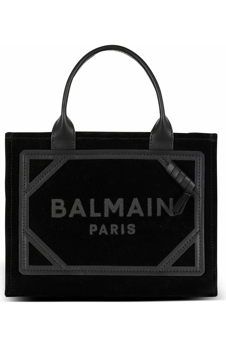 Balmain Small Suede B-Army Tote Bag, Main, color,
