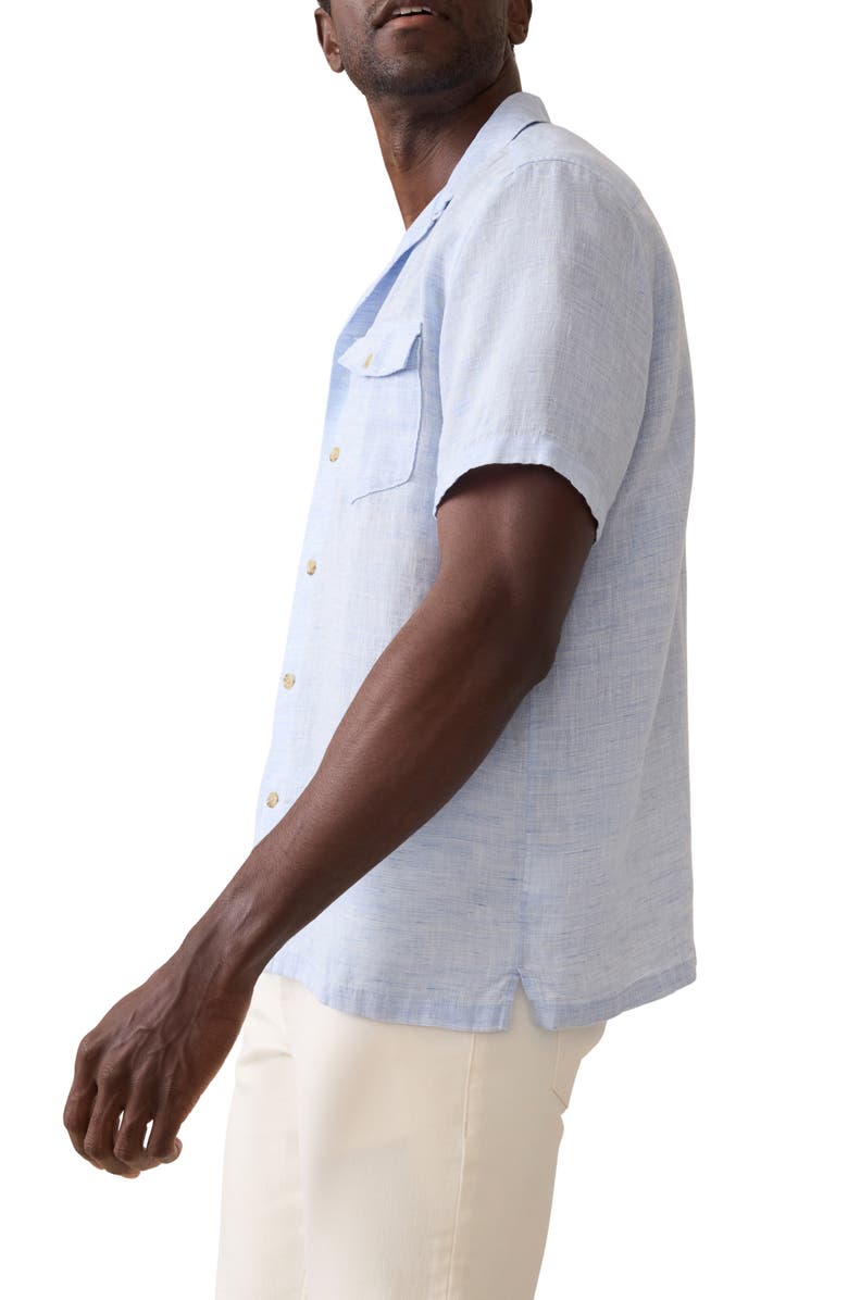 Faherty Reserve Basque Linen Camp Shirt, Alternate, color, Light Blue Melange