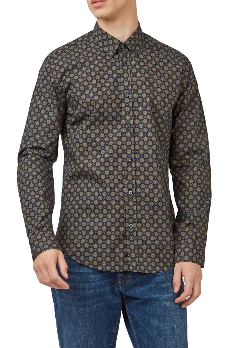 Ben Sherman Print Cotton Button-Down Shirt, Main, color, 