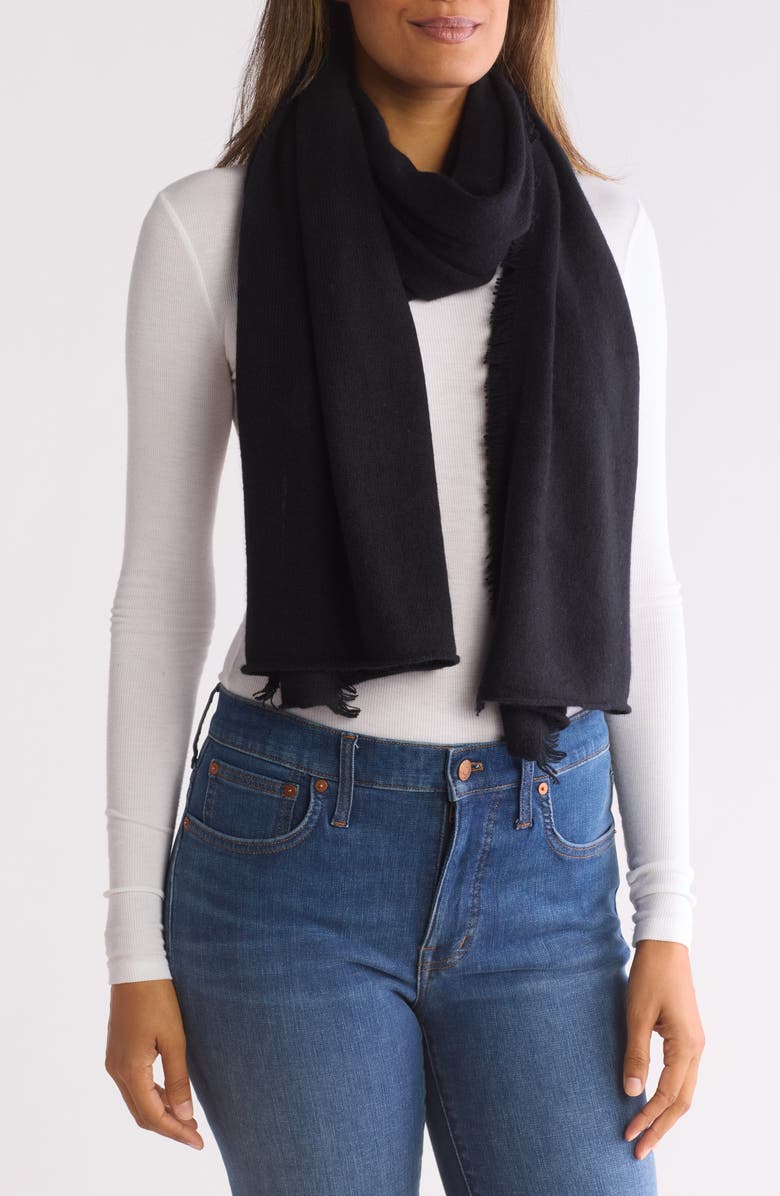Amicale Cashmere Jersey Fringe Wrap Scarf, Main, color, 