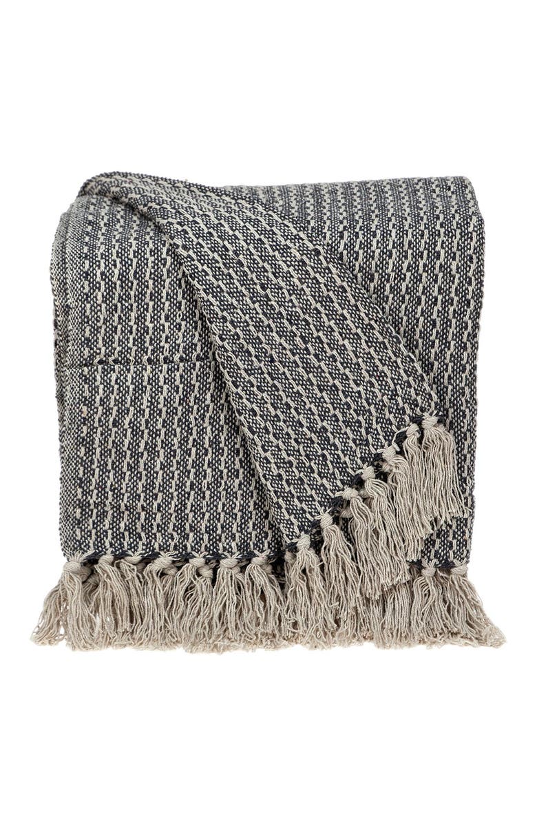 PARKLAND COLLECTION Lily Transitional Blue 52" x 67" Woven Handloom Throw, Alternate, color, Blue