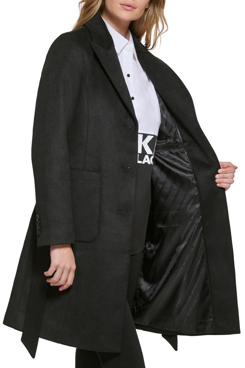 Belted Wool Blend Patch Pocket Coat, Alternate, color, BLACK